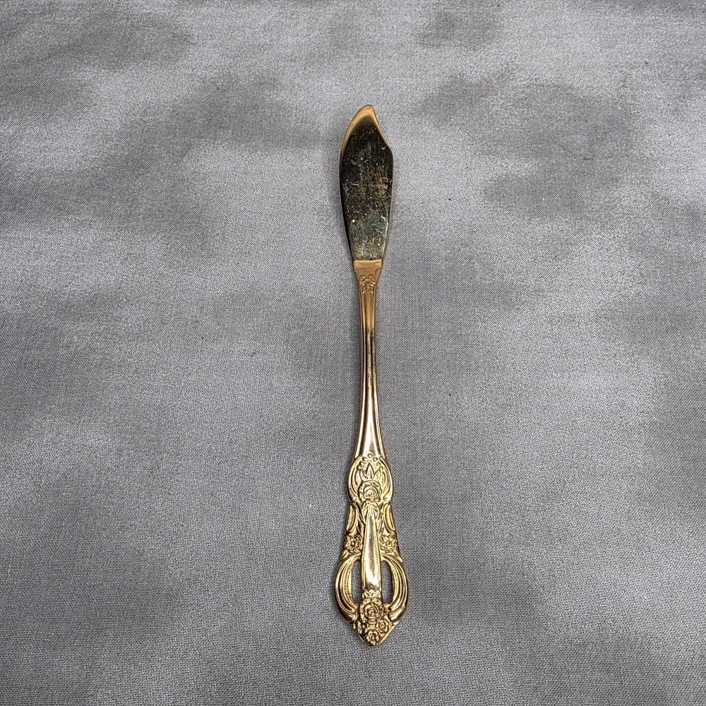 Hanford Forge Princeton Gold Electroplate Flat Handle Master Butter Knife 6 7/8"